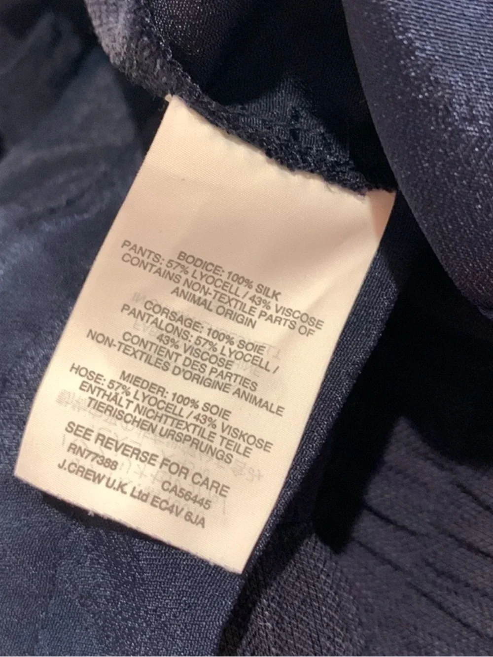J. Crew Silk Linen Sleeveless Navy Ruffle-Front Jumpsuit